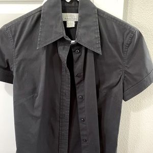 Womens black button up top